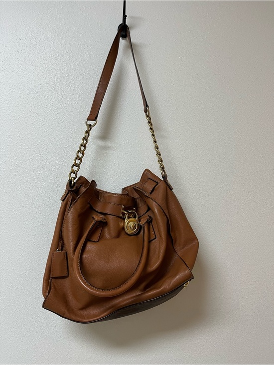 Michael Kors Handbags - Michael Kors Cognac Leather Shoulder Hobo with Gold Chain Accent